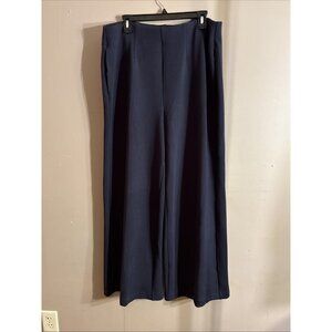 Lane Bryant Wide Leg Trousers Navy Blue Stretch Elastic Waist Pockets Sz 16 (2)